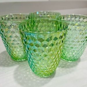 Shabby Chic Tumbler Iridescent Indoor Outdoor Acrylic Green Glasses New